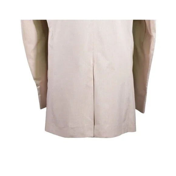 Mens Blazer Beige Striped Cotton Dress Formal Suit Jacket Wedding Sport Coat 44R